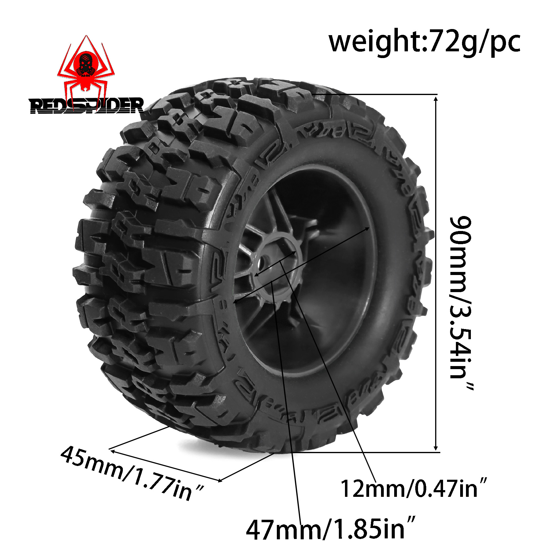 90mm Skidproof Rubber Wheel Ti - Rc Truck Monster reseña y precio