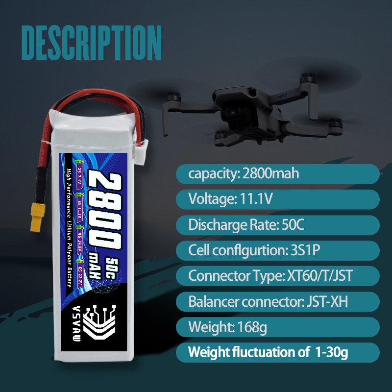 VSVAW 3S 2800mAh Lipo Battery  - Hobby Rc Quadcopters reseña y precio