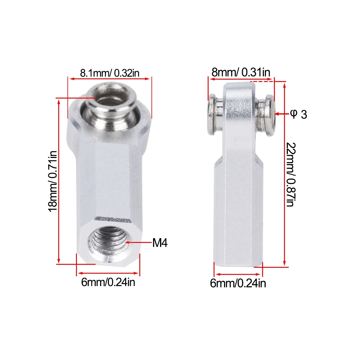 4Pcs Metal M4 Link Rod Joint B - Rc Crawler 4X4 reseña y precio